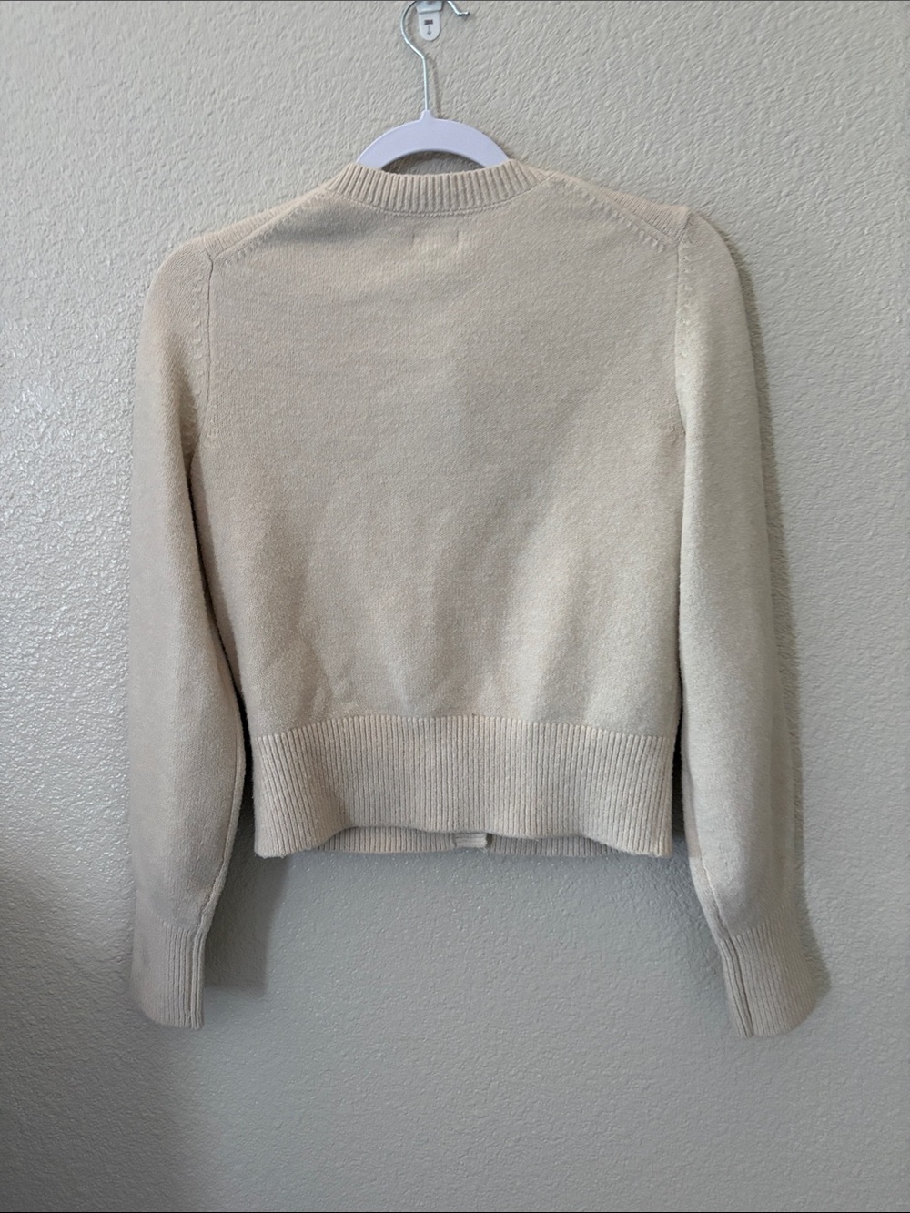 Aerie Cream Embroidered Button-Front Women's Sweater Cardigan - Picture 8 of 14